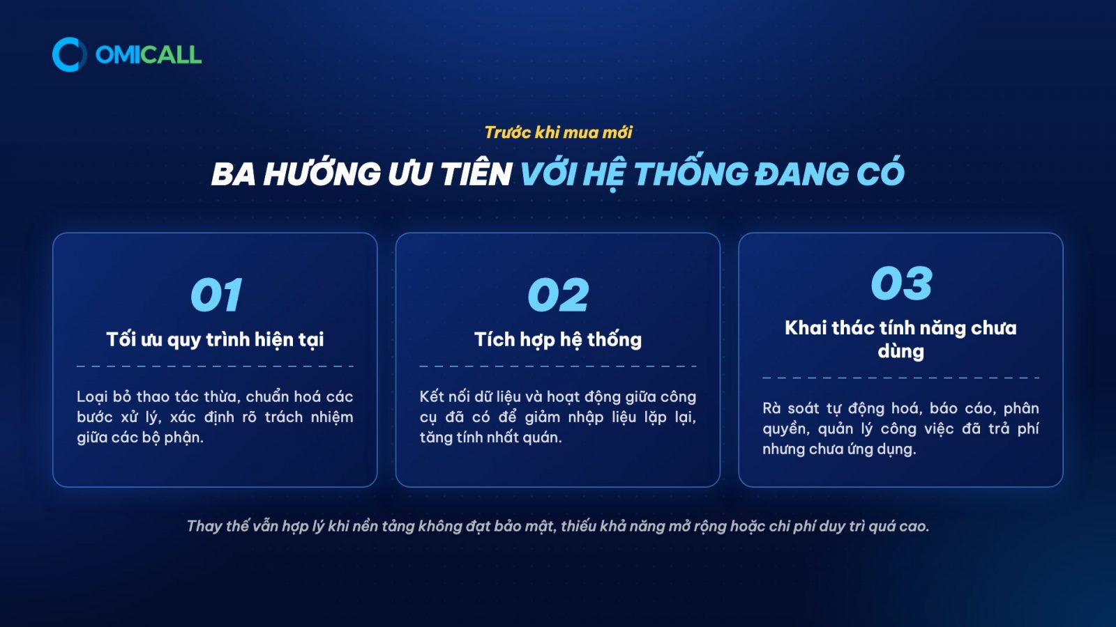 Ba hướng ưu tiên với hệ thống đang có trước khi mua phần mềm mới