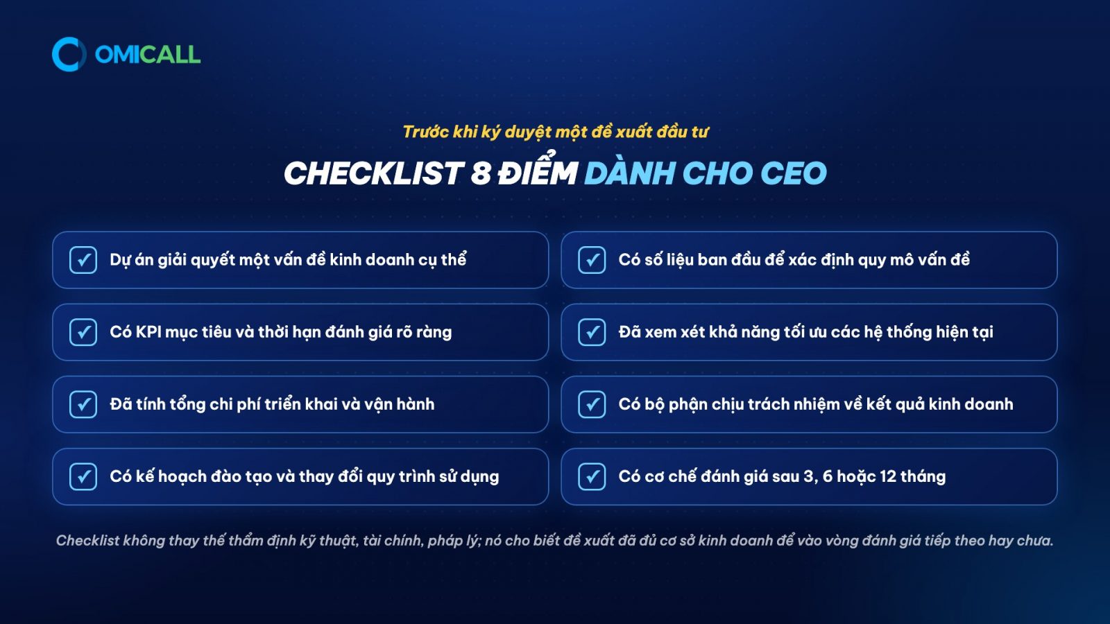 Checklist 8 điểm dành cho CEO trước khi phê duyệt ngân sách công nghệ 2027